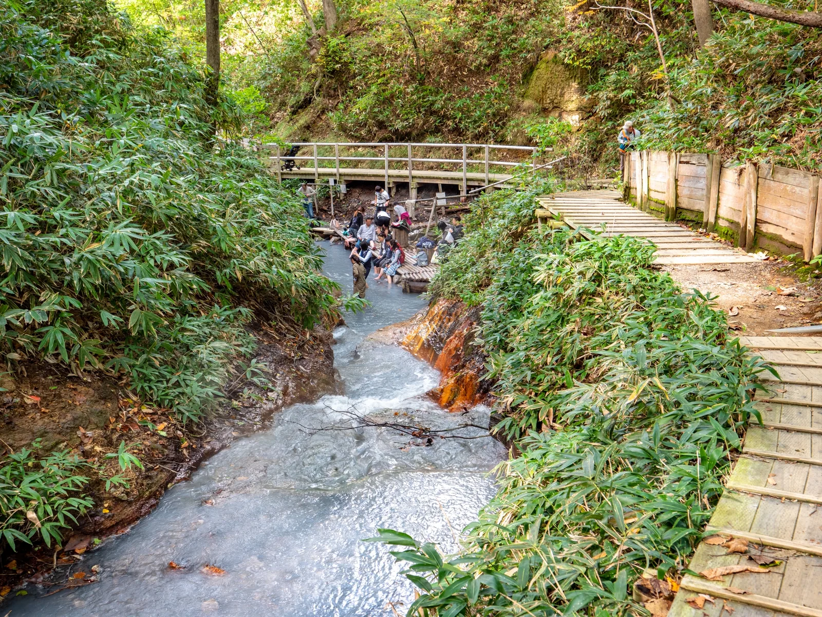大湯沼川天然足湯
